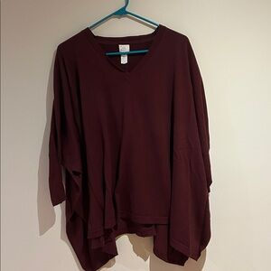 Burgundy V-Neck Poncho